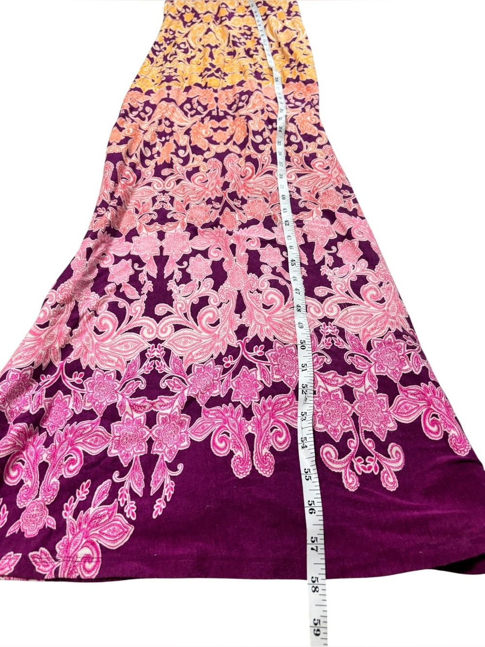 Athleta Printed Tee Maxi Dress, Raspberry Brocade Dip Dye Ombre, Size Small - Picture 3 of 8